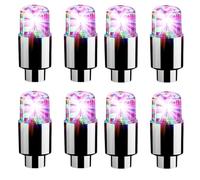 Syzplnwy 8pcs Bouchons de valve de pneu avec lumière LED qui brillent dans l'obscurité avec lumière clignotante pour voitures, SUV, camions, motos, vélos (Colorful)