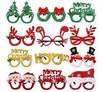 Syzplnwy Cadres de lunettes décoratifs de Noël pour adultes et enfants - Motif bonhomme de neige/arbre/nœud, accessoires photo festifs pour fêtes de Noël et photos de vacances en famille