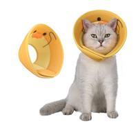 Syzplnwy Collier de convalescence souple réglable pour chat - Cône en forme de donut pour chatons, chats et chiens après chirurgie pour éviter les morsures, caneton jaune, S