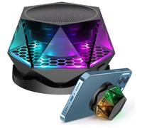 Syzplnwy Enceinte Bluetooth magnétique à ventouse - Enceinte sans fil à effet de lumière colorée RVB, portable pour bureau à domicile, utilisation en extérieur et en voiture, appareil audio stéréo
