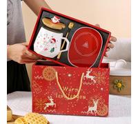 Syzplnwy Ensemble tasse en céramique et coussin chauffant Père Noël - Tasse à café pour Noël et excellente option de cadeau