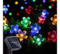 Syzplnwy Guirlande lumineuse solaire étanche en forme de fleur de cerisier - 20 LED multicolores pour Halloween, jardin, cour, décoration de fête, utilisation en extérieur 7 m