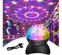 Syzplnwy Haut-parleur Bluetooth avec boule de cristal rotative - Lumières disco colorées et son puissant - Rechargeable et portable pour soirées DJ, camping et cadeaux