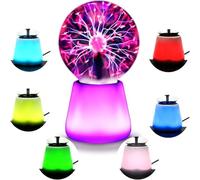 Syzplnwy Lampe d'ambiance boule à plasma - Alimentée par USB, tactile sensible, LED 7 couleurs, veilleuse style technique pour décoration de chambre et ambiance