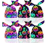 Syzplnwy Lot de 100 sacs à bonbons d'Halloween pour bonbons ou friandises, rangement de bonbons, cadeaux de fête, décorations et fournitures, style F