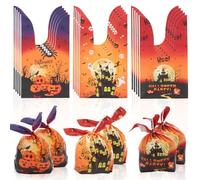 Syzplnwy Lot de 100 sacs à bonbons d'Halloween pour bonbons ou friandises, rangement de bonbons, cadeaux de fête, décorations et fournitures, style C