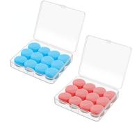 Syzplnwy Lot de 12 paires de bouchons d'oreille malléables en silicone avec SNR 32 dB antibruit pour natation, ronflement, étude, voyage, bleu + rose