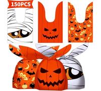Syzplnwy Lot de 150 sacs à bonbons d'Halloween pour bonbons ou friandises, rangement de bonbons, cadeaux de fête, décorations et fournitures, style A