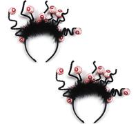 Syzplnwy Lot de 2 bandeaux d'Halloween en forme de globe oculaire pour enfants - Pinces à cheveux effrayantes et mobiles - Accessoires de fête d'Halloween pour garçons et filles