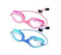 Syzplnwy Lot de 2 lunettes de natation | Lunettes de natation anti-buée, sans fuite avec sangle élastique adaptée aux cheveux pour Kods âgés de 3 à 14 ans, protection UV, couleurs vives