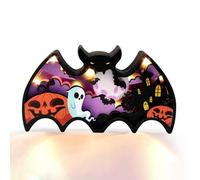 Syzplnwy Lot de 3 boîtes lumineuses en bois pour Halloween, décoration de table pour maison, bureau, chambre à coucher, fête, décoration de table