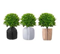 Syzplnwy Lot de 3 housses de pots de fleurs, en tissu Oxford avec cordon de serrage, 45,7 x 50,8 cm, housses d'hiver et de gel pour plantes en pot (noir, gris, brun roux)