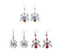 Syzplnwy Lot de 3 paires de boucles d'oreilles pendantes gothiques en forme d'araignée pour homme et femme, style punk, Halloween, avec pendentif, accessoires de fête d'Halloween, cadeaux