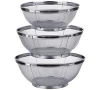 Syzplnwy Lot de 3 passoires en acier inoxydable - Passoire à mailles fines pour pâtes, riz et légumes - Passoire en métal de 5QT/4QT/3QT avec design à mailles fines et emboîtables