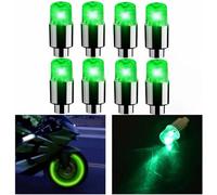 Syzplnwy Lot de 8 bouchons de valve de pneu à LED clignotants pour voiture, SUV, camion, moto, vélo - Vert