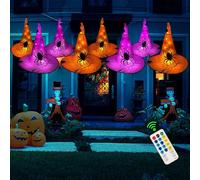 Syzplnwy Lot de 8 guirlandes lumineuses phosphorescentes en forme de chapeau de sorcière pour Halloween, décoration de jardin en plein air