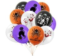 Syzplnwy Lot de 80 ballons en latex pour Halloween et décorations d'anniversaire - 30,5 cm - Noir, orange, blanc, violet