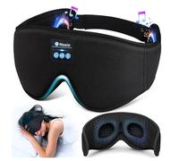 Syzplnwy Masque de sommeil Bluetooth avec écouteurs intégrés, masque pour les yeux 3D 100 % occultant, Bluetooth 5.4, 15 heures d'autonomie, respirant pour les voyages, la sieste, le travail de nuit