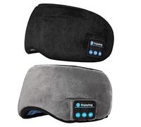 Syzplnwy Masque de sommeil Bluetooth avec écouteurs intégrés, masque pour les yeux sans fil pour dormir et voyager, réglable, lavable, design occultant, appels mains libres (noir et gris)