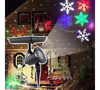 Syzplnwy Projecteur solaire de Noël en forme de flocon de neige - LED rotative - Décoration de jardin pour fête de vacances - Lumière colorée