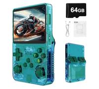 Syzplnwy R36S Console de jeu portable rétro avec écran IPS de 3,5", batterie 3500 mAh, carte TF de 64 Go, plus de 15 000 jeux, système Linux open source pour adolescents et adultes, vert