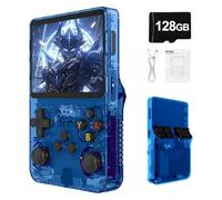 Syzplnwy R36S - Console de jeu rétro portable avec écran IPS 3.5 pouces, batterie 3500mAh, carte TF 128GB, plus de 20 000 jeux, système Linux open source pour adolescents et adultes, Bleu