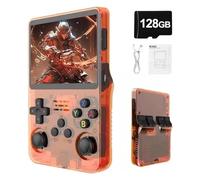 Syzplnwy R36S - Console de jeu rétro portable avec écran IPS de 3,5 pouces, batterie 3500mAh, carte TF 128GB, plus de 20 000 jeux, système Linux open source pour adolescents et adultes, orange
