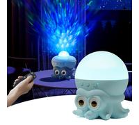 Syzplnwy Veilleuse avec projecteur Octopus Ocean - 8 LED à changement de couleur avec projection de vagues rotatives, télécommande et minuterie, lampe de chevet alimentée par USB pour chambre d'enfant