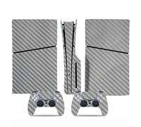 Szaerfa Accessoires pour Console de Jeu et Manette de Jeu,Housse de Protection pour Sony PS5 Slim Disc Edition,Autocollants en Vinyle pour PlayStation 5 Slim, Coque protectrice Anti-Rayures (Argent)