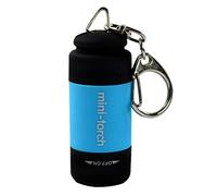 Szaerfa Portable Rechargeable USB LED Mini Torche Lampe Lumière Lampe De Poche Porte-clés Anneau Étanche Coloré 1 PC (Bleu)
