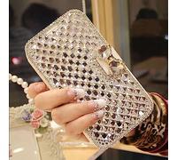 Szakdws Étui de protection à rabat en cuir synthétique, avec porte-cartes et boucle magnétique pour Samsung Galaxy A15 5G, motif de femme diamant, nœud papillon en cristal scintillant en 3D