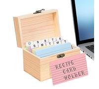 szaluyk Boîte d'organisation de cartes d'information - Porte-cartes en bois avec séparateurs | Compartiment de rangement pour cartes de fiches, recettes, enveloppes, cartes postales | Idéal pour la