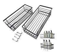 szaluyk Organisateur de Douche - Pas de Caddy de perçage, étagère à Ventouse | Étagère de Rangement de Douche adhésive avec Crochets, étagère Porte-Savon pour Accessoires de Salle de Bain