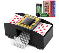SZBJSMF Mélangeur de Cartes Electrique, Distributeur de Cartes Automatique avec Batterie et 2 Jeux de Poker pour Uno, Poker, Pro,Mini Tarot, Blackjack, Texas Hold'em