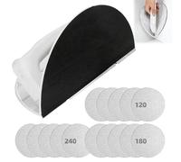 SZBYH Cale a Poncer Angle, Ponceuse Manuelle Demi-Circulaire Auto-adhésive pour Plaques de Plâtre, avec 15 Disques de Ponçage 225 mm 120/180/240, pour Coins, Murs, Bois et Restauration de Meubles