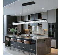 szcflaghip Suspension LED Linéaire de L150 cm, Noire, Lustre Moderne, à Intensité Variable, Idéale pour l'éclairage d'un îlot de Cuisine ou d'une table à manger installation facile