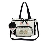 Szchxin Anime Yoshiki Tsujinaka Ita Bag Hikaru Indo Sac à bandoulière Style japonais Sac à dos avec couche transparente Badge décoratif Pins Peluche, Sac noir + badge + Yoshiki Tsujinaka, 31*31*11cm