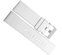 SZCURC 22-30 mm Litchi grain Bracelet en cuir véritable Bracelet de montre doux et confortable, argent blanc, 30 mm