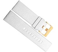 SZCURC 22-30 mm Litchi grain Bracelet en cuir véritable Bracelet de montre doux et confortable, or blanc, 26 mm