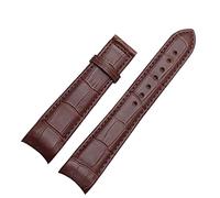 SZCURC Bracelet de montre à extrémité incurvée Bracelet en cuir véritable 20 mm 21 mm 22 mm Bracelet de remplacement élégant et durable, Marron sans boucle, 20 mm