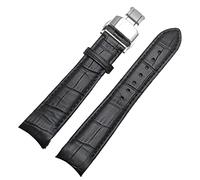 SZCURC Bracelet de montre en cuir véritable, design élégant, compatible avec une large gamme de modèles et de marques, 22 mm, noir argenté