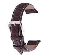 SZCURC Bracelet de montre motif crocodile 12-24 mm Bracelet de montre en cuir de vachette véritable, Café ligne blanche, 20 mm