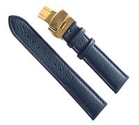 SZCURC Bracelet de montre souple en cuir Lychee bleu marron 14-22 mm de remplacement pour ho mme et fe mme, or bleu roi, 17 mm