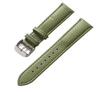 SZCURC Bracelet en cuir véritable motif litchi cuir souple 14-22 mm accessoires de bracelet de montre, olive verte, 20 mm