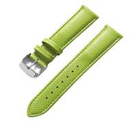 SZCURC Bracelet en cuir véritable motif litchi cuir souple 14-22 mm accessoires de bracelet de montre, Vert, 16 mm