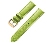 SZCURC Bracelet en cuir véritable motif litchi cuir souple 14-22 mm accessoires de bracelet de montre, Or vert, 17 mm