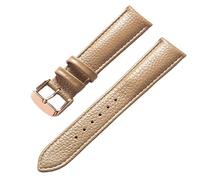 SZCURC Bracelet en cuir véritable motif litchi cuir souple 14-22 mm accessoires de bracelet de montre, rosier beige, 17 mm