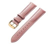 SZCURC Bracelet en cuir véritable motif litchi cuir souple 14-22 mm accessoires de bracelet de montre, Or rose, 21 mm