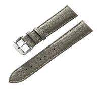 SZCURC Bracelet en cuir véritable motif litchi cuir souple 14-22 mm accessoires de bracelet de montre, Gris, 21 mm