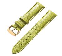 SZCURC Bracelet en cuir véritable motif litchi cuir souple 14-22 mm accessoires de bracelet de montre, or vert clair, 20 mm